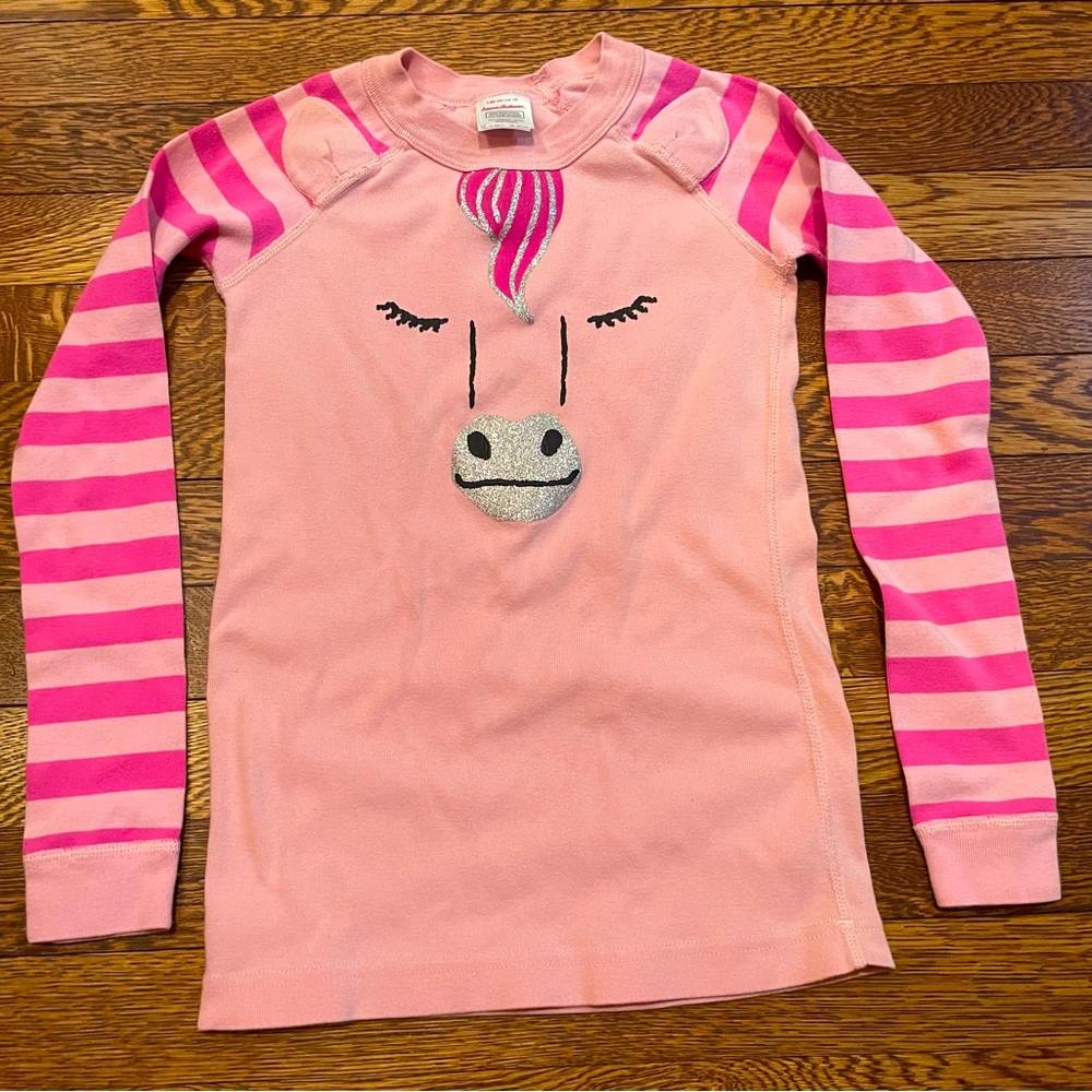 Hanna Andersson Pink Striped Unicorn Pajamas Top Size 140 cm or 10